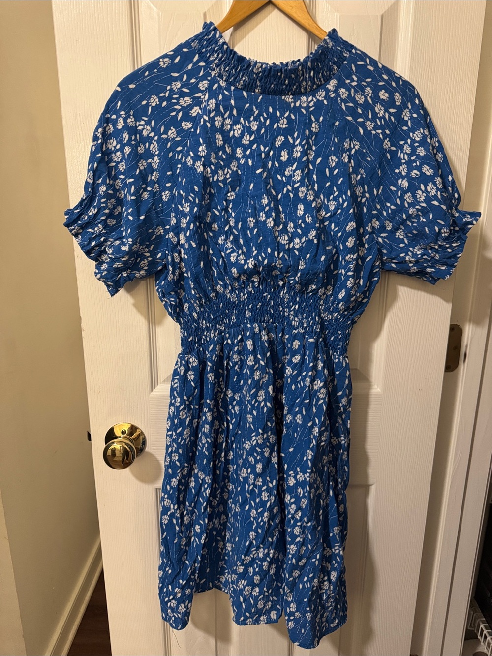 Hayden Royal Blue Floral Smocked Midi Dress